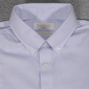 NMT Roundtree & Yorke Gold Label Shirt Men 16-32 SLIM FIT Blue Check Button Down